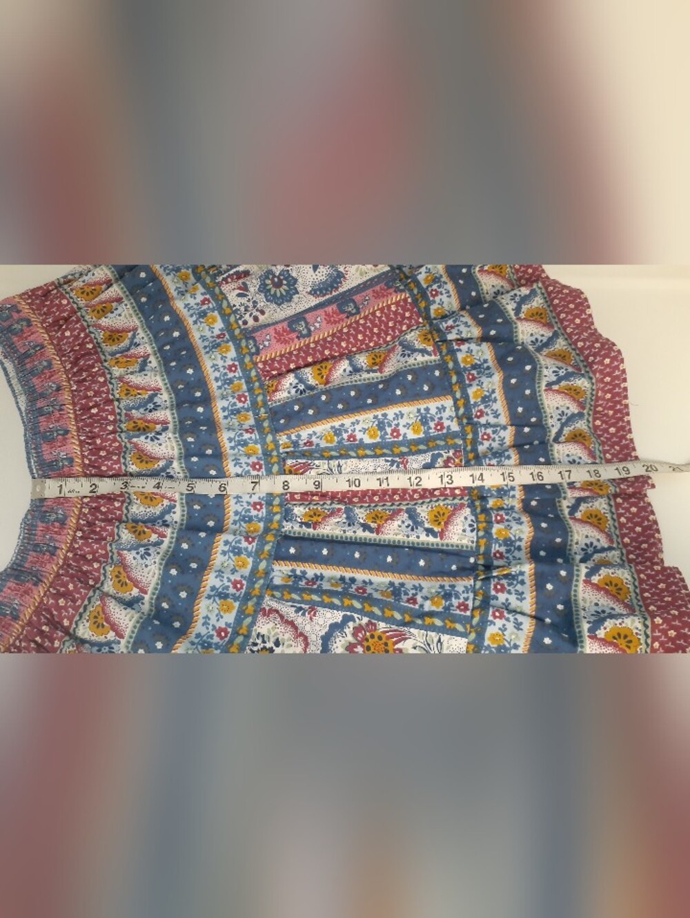 Boho Tiered Floral Patchwork Skirt - Blue & Red - Picture 4 of 6
